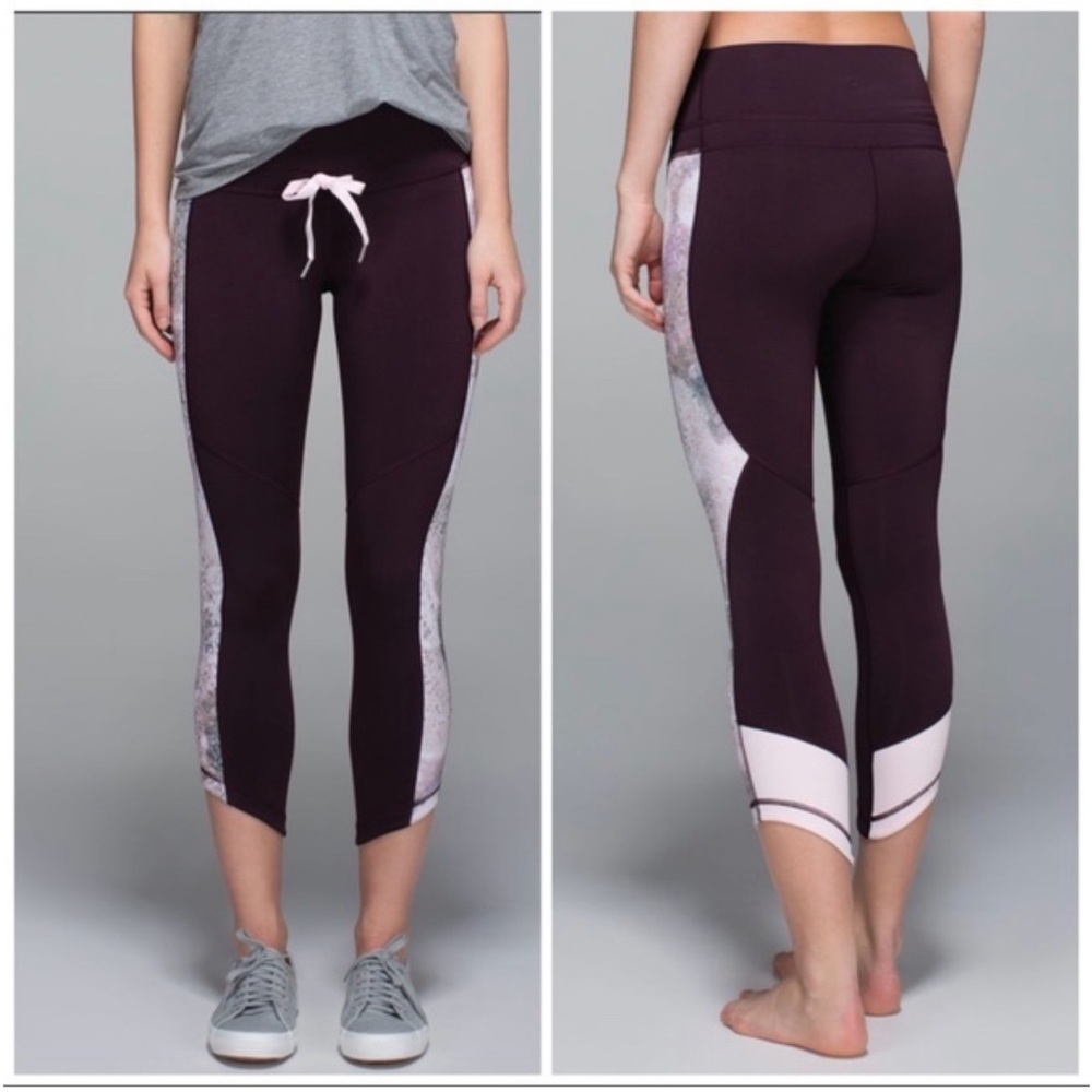 Lululemon Retreat Drawstring Black Cherry Sugar Crush Leggings
